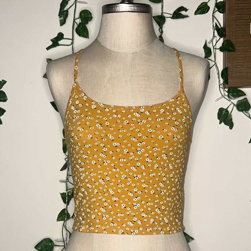 American Eagle Yellow Floral Tank Top
